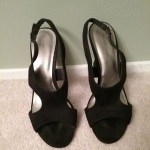 4 inch heel black dress sandal